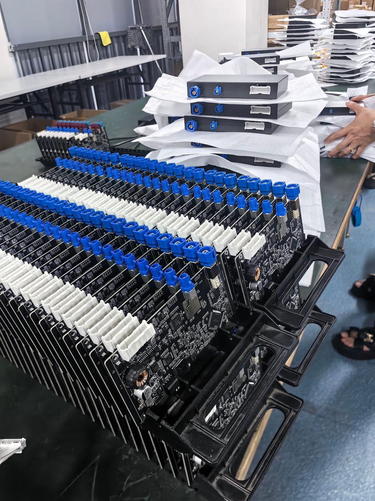 Production line and testing stations at our manufacturing partner